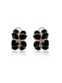 thumb Black Rosary Shaped Enamel Clip On Earrings 0