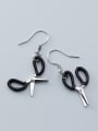 thumb 925 Sterling Silver With Platinum Plated Simplistic Geometric Hook Earrings 2