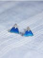 thumb Tiny Triangle Blue Stud Earrings 2