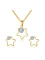 thumb Exquisite Star Shaped AAA Zircon Titanium Two Pieces Jewelry Set 0