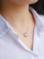 thumb S925 Silver H Letter shaped Oval Necklace 2