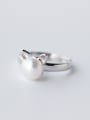 thumb Cute Cat Shaped Artificial Pearl S925 Silver Ring 0