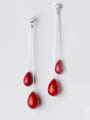 thumb Elegant Water Drop Shaped Artificial Pearl Tassel Drop Earrings 1