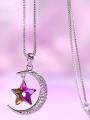 thumb Copper Alloy White Gold Plated Trendy Star Moon Crystal Necklace 1
