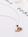 thumb Lovely Snail Shaped S925 Silver Enamel Necklace 2