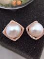 thumb Simple Freshwater Pearl Square stud Earring 0