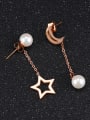 thumb Fashion Artificial Pearls Hollow Moon Star Stud Earrings 2