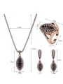 thumb Alloy Antique Gold Plated Vintage style Artificial Stones Oval-shaped Three Pieces Jewelry Set 2