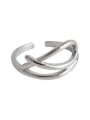 thumb 925 Sterling Silver With Platinum Plated Simplistic Smooth Irregular Free Size Rings 0