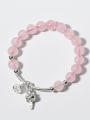 thumb Cute Cat Shaped Pink Crystals S925 Silver Bracelet 0