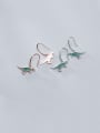 thumb 925 Sterling Silver With Platinum Plated Cute Dinosaur Hook Earrings 1