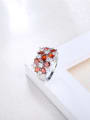 thumb Elegant Red Flower Shaped White Gold Plated Alloy Ring 2