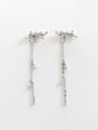 thumb Fashion Tiny Leaves Cubic Zirconias Silver Stud Earrings 0