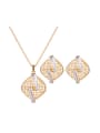 thumb Alloy Imitation-gold Plated Fashion Hollow Square Two Pieces Jewelry Set 0
