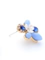 thumb Fashion Blue Crystal Flower Shaped Stud Earrings 2