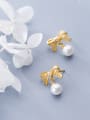 thumb 925 Sterling Silver With 18k Gold Plated Delicate Bowknot Stud Earrings 0