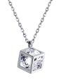 thumb 925 Sterling Silver With Cubic Zirconia Simplistic Square Necklaces 0