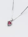 thumb Fresh Red Heart Shaped Rhinestone S925 Silver Pendant 0