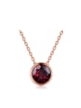 thumb Simple Round Red Garnet Rose Gold Plated Necklace 0