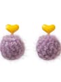 thumb Alloy With Rose Gold Plated Cute Round Wool  Ball Drop Earrings 4