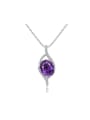 thumb S925 Silver Amethyst Fashion Clavicle Necklace 2