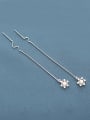 thumb Tiny Snowflake Silver Line Earrings 0