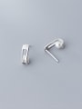 thumb 925 Sterling Silver With Artificial Pearl  Simplistic Geometric Stud Earrings 1