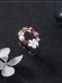 thumb Exquisite Rose Gold Plated Flower Shaped Silver Ring 1