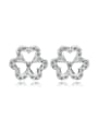 thumb Three Leaves Straw Hollowed-out Micro Pave Stud Earrings 0