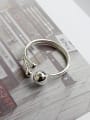 thumb Simple Smooth Beads Silver Opening Ring 1