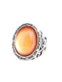 thumb Retro style Hollow Oval Resin stone Alloy Ring 0