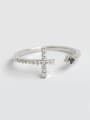 thumb Simple Cubic Zircon-covered Cross Opening Silver Ring 0