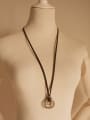 thumb Double Round Shaped Cownhide Leather Necklace 2