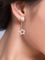 thumb Moon Star Zircon Freshwater Pearl Stud threader earring 1