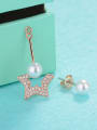 thumb Fashion Imitation Pearls Cubic Zirconias Star Copper Stud Earrings 2