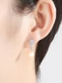 thumb Sterling silver micro-set 3A zircon 8-9mm natural pearl earrings 2