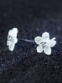 thumb S925 silver natural shell sweet flowers stud Earring 1
