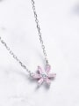 thumb Simple 925 Silver Zirconias Flower Necklace 3