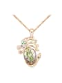 thumb Personalized Oval austrian Crystal Pendant Champagne Gold Plated Necklace 0