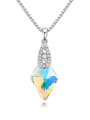 thumb Simple Rhombus austrian Crystal Pendant Platinum Plated Necklace 3