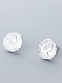 thumb 925 Sterling Silver With Silver Plated Personality Circle portrait Stud Earrings 1