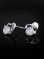 thumb Tiny Heart Shiny Cubic Crystal-accented 925 Sterling Silver Stud Earrings 1