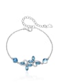 thumb Fashion Little Leaves Blue austrian Crystals 925 Silver Bracelet 0