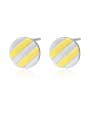 thumb 925 Sterling Silver With Glossy  Plated Simplistic Round Stud Earrings 0