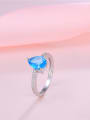 thumb Blue Water Drop Shaped Zircon Silver Ring 1