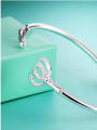 thumb Simple 999 Silver Double Hollow Heart Opening Bangle 1