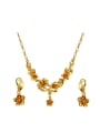 thumb Copper Alloy Gold Plated Classical Flower Two Pieces Jewelry Set 0