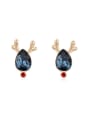 thumb Fashion Water Drop austrian Crystal Deer Horn Stud Earrings 0