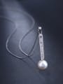 thumb Simple Freshwater Pearl Shiny Zirconias 925 Silver Pendant 0