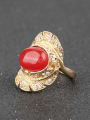 thumb Retro Noble style Red Resin stone White Crystals Gold Plated Ring 2